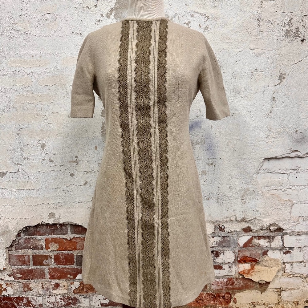 c. 1950s-1960s Embroidered Union-Made Wool Dress by Stacy Ames
